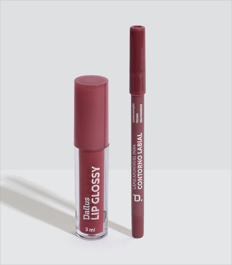 Lápis Contorno Labial Mauva + Lip Glossy Cake