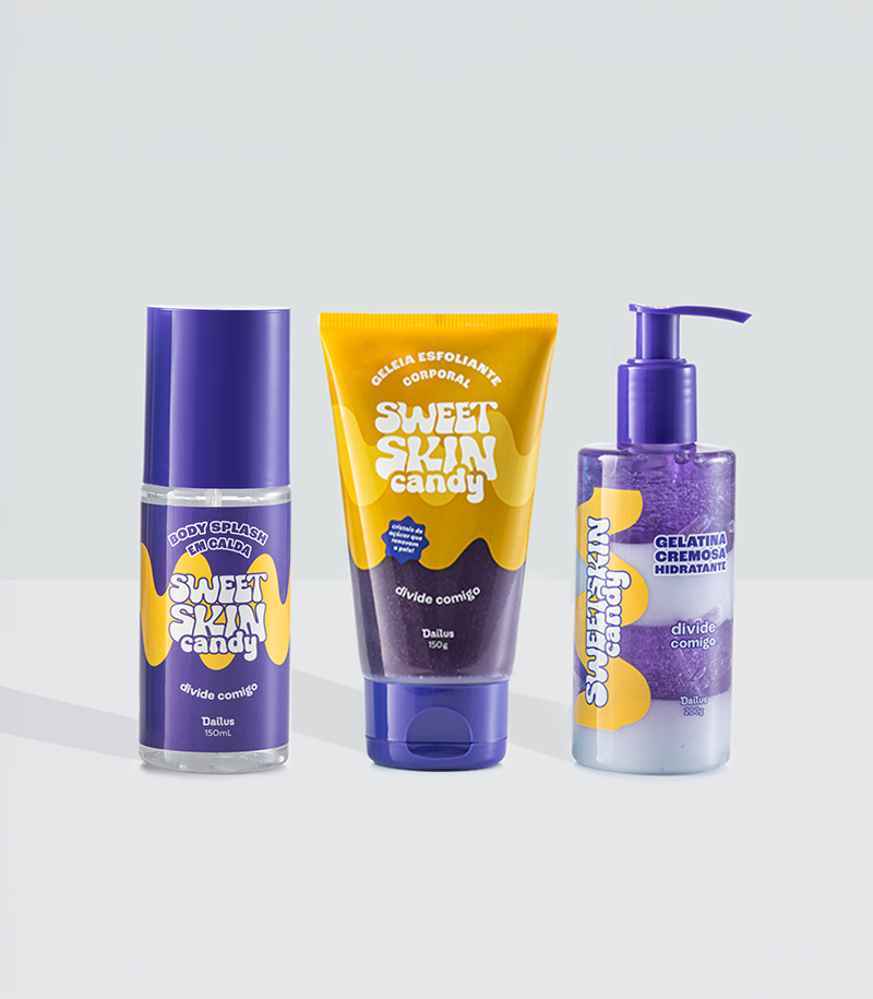 KIT TRIO DIVIDE COMIGO (BERRIES) – ESFOLIANTE + HIDRATANTE + BODY SPLASH – SWEET SKIN CANDY