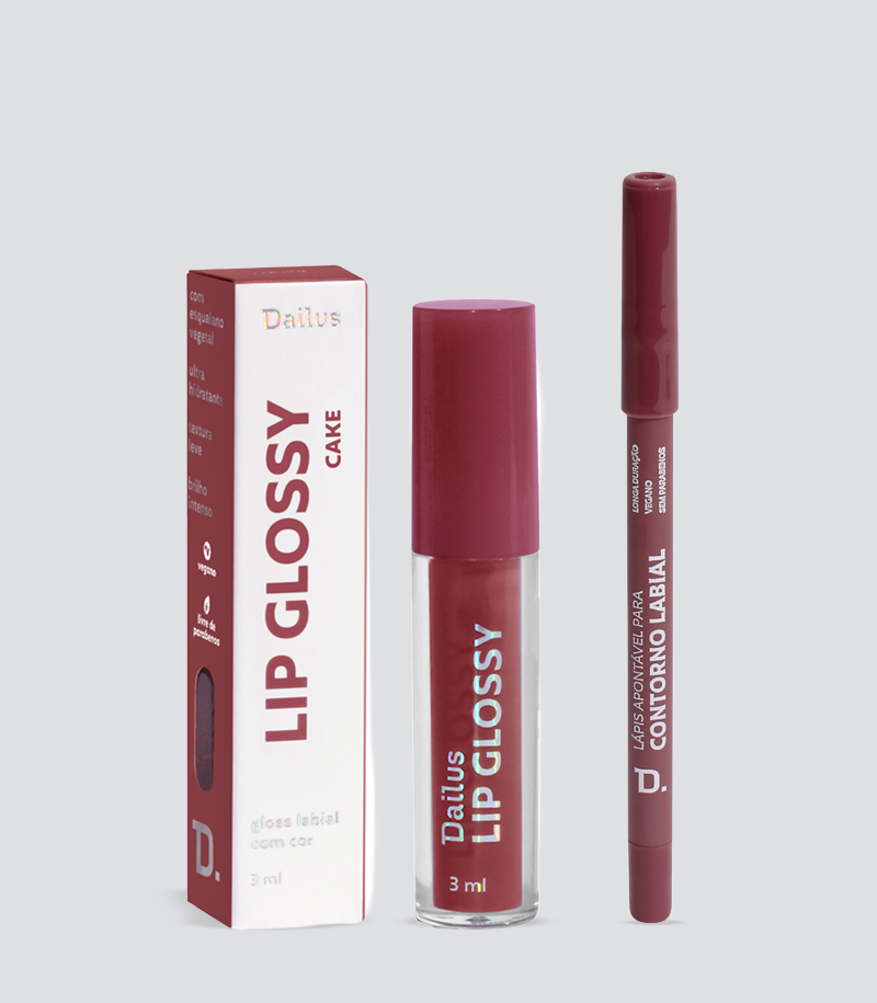 Kit Lip Combo – Contorno Mauva + Lip Glossy Cake