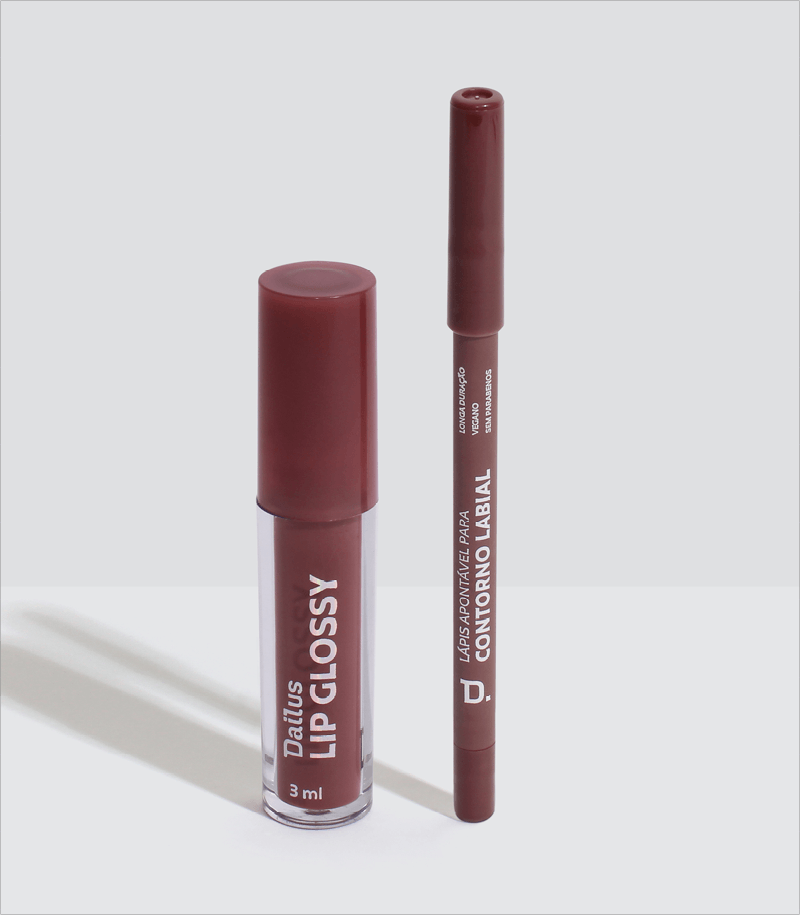 Lápis Contorno Labial Cacau + Lip Glossy Cookie