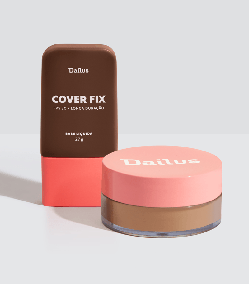 Kit Base Cover Fix D.12 + Pó Solto Ultrafino Escuro