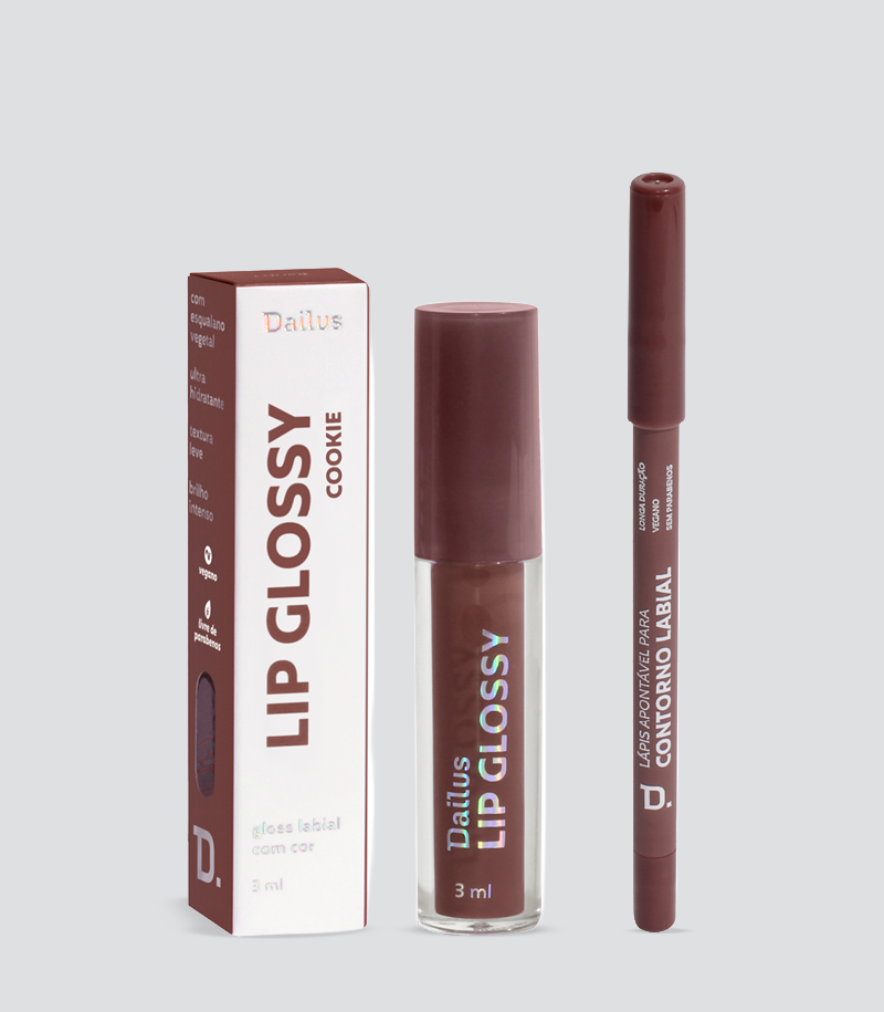 Kit Lip Combo – Contorno Cacau + Lip Glossy Cookie