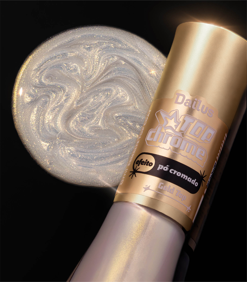 Esmalte Top Chrome – Efeito Pó Cromado – Gold Top