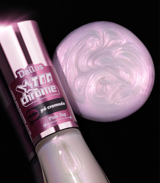 Esmalte Top Chrome – Efeito Pó Cromado – Pink Top