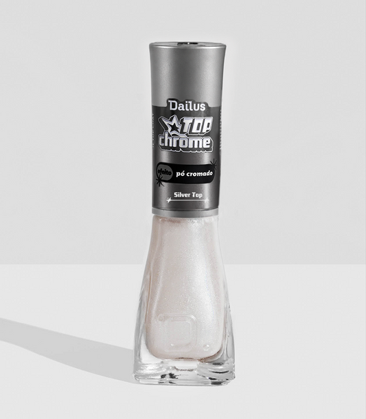 Esmalte Top Chrome – Efeito Pó Cromado – Silver Top