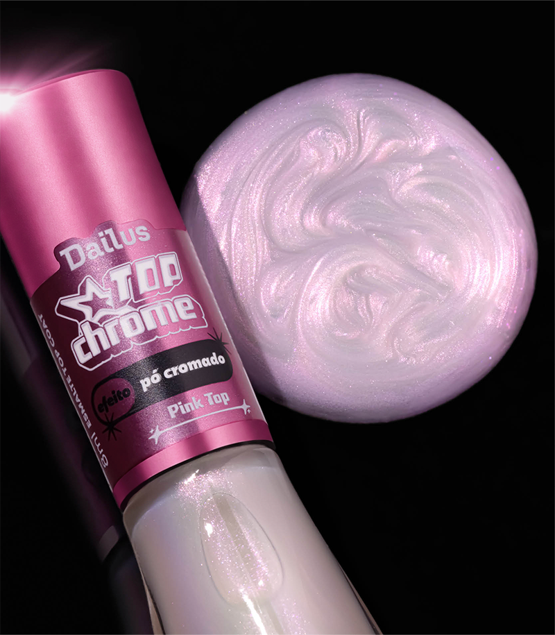 Esmalte Top Chrome – Efeito Pó Cromado – Pink Top