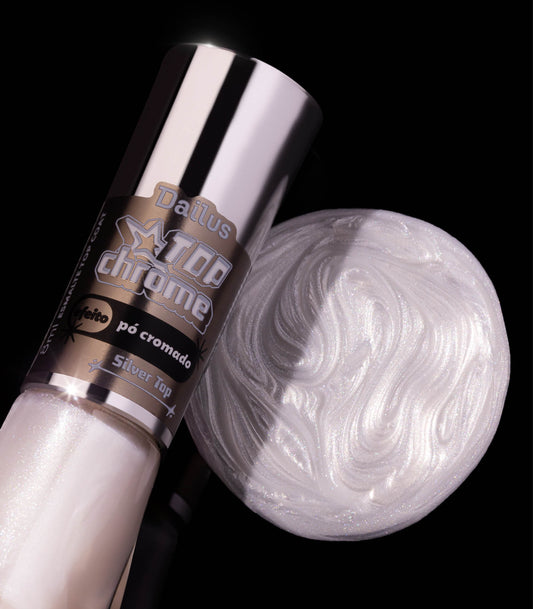 Esmalte Top Chrome – Efeito Pó Cromado – Silver Top